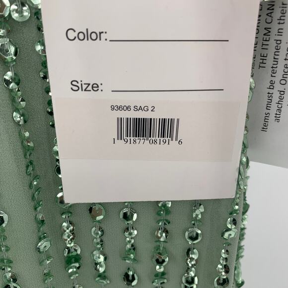 MAC DUGGAL Dress Size 2 Evening Gown Sequin Green NEW Midi Beaded Sleeveless - Picture 5 of 8